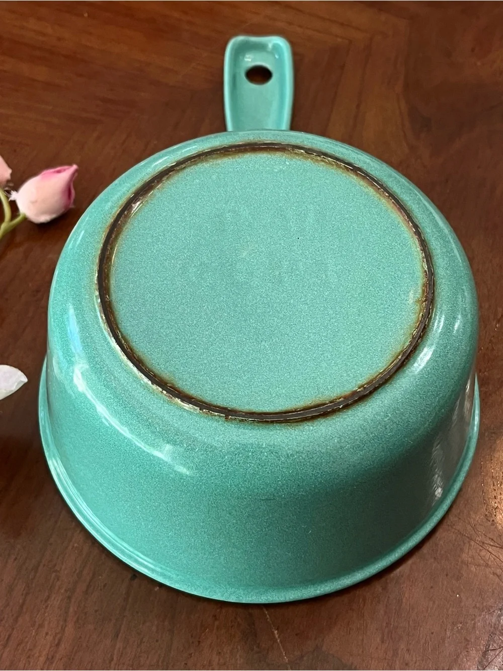 Vintage 1950s Prizer Ware Enameled Cast Iron Saucepan Melting Pot CSP-1